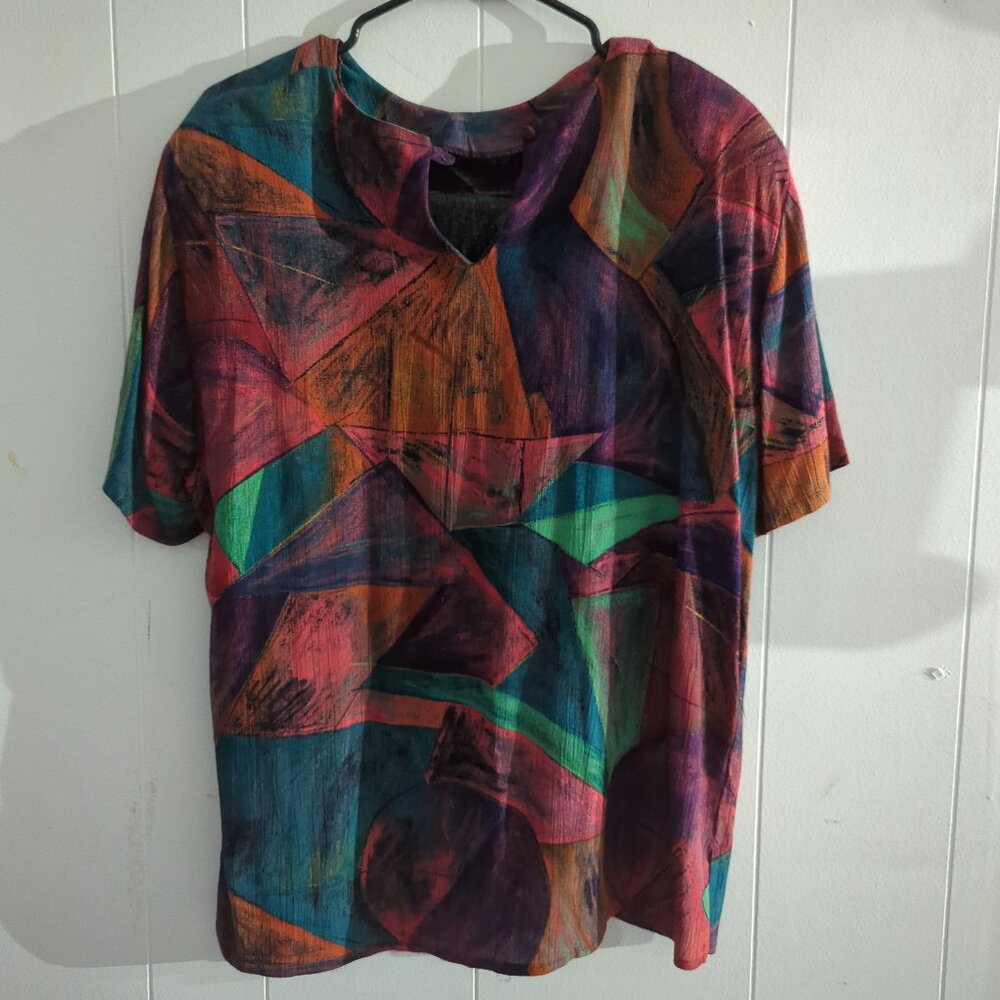 Pierre Lamonte Vintage Padded Shirt & Long Skirt Multicolored Set - Size 12 #E